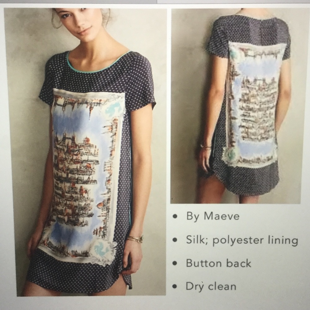 Anthropologie Maeve Navy and Multicolor Mini Dress